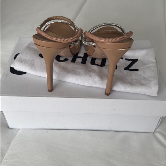 SCHUTZ Nude and Silver Heeled Sandals - Picture 6 of 9